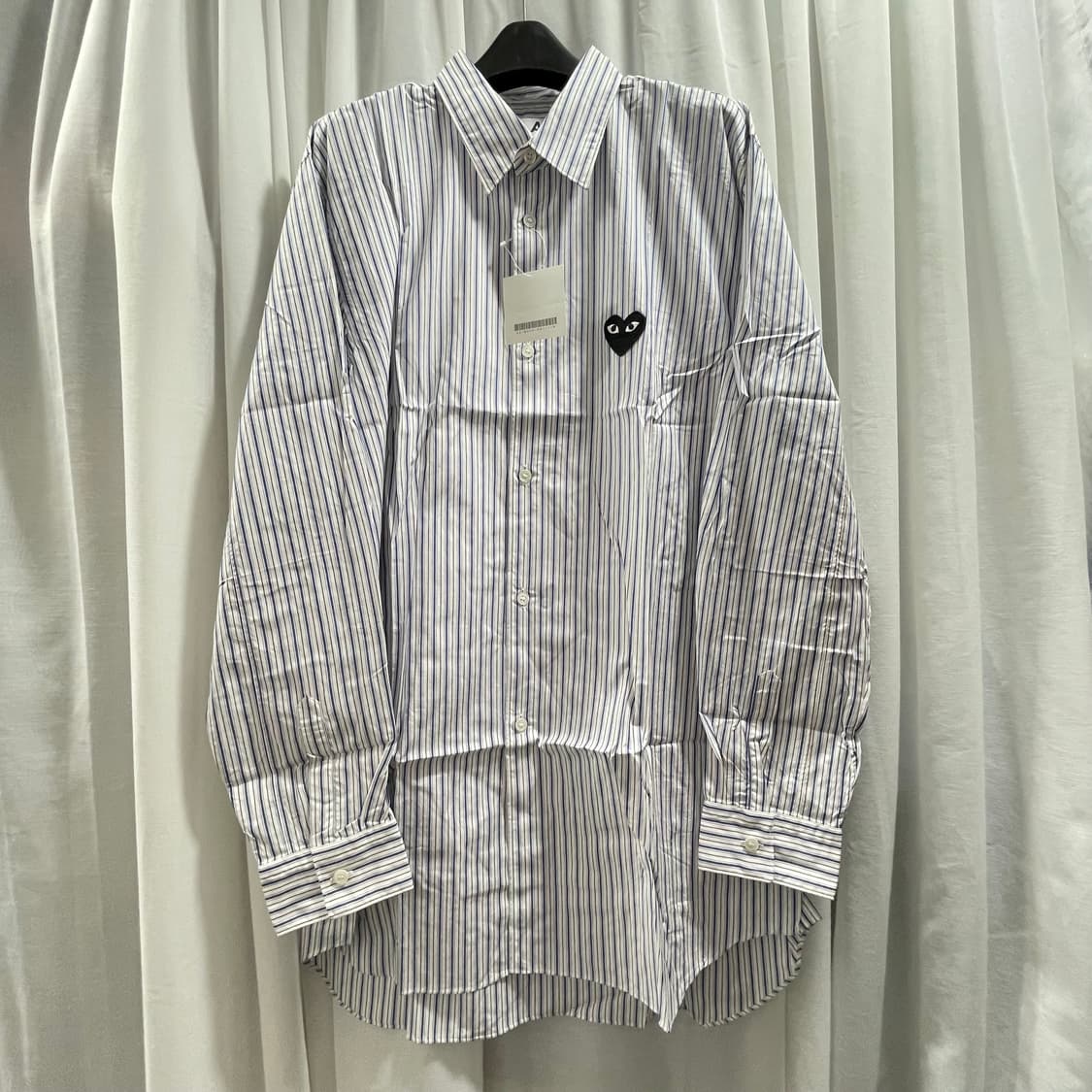 꼼데가르송/ 블랙하트 스트라이프 셔츠/ XL 상품이미지1