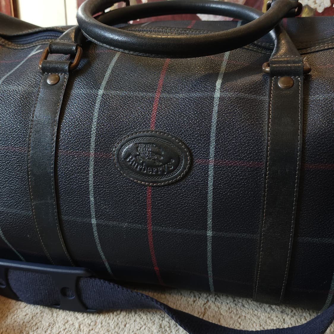 90s 버버리 위크엔드 더플백 잉글랜드 체크 pvc 레더 트레블 백 상품이미지5