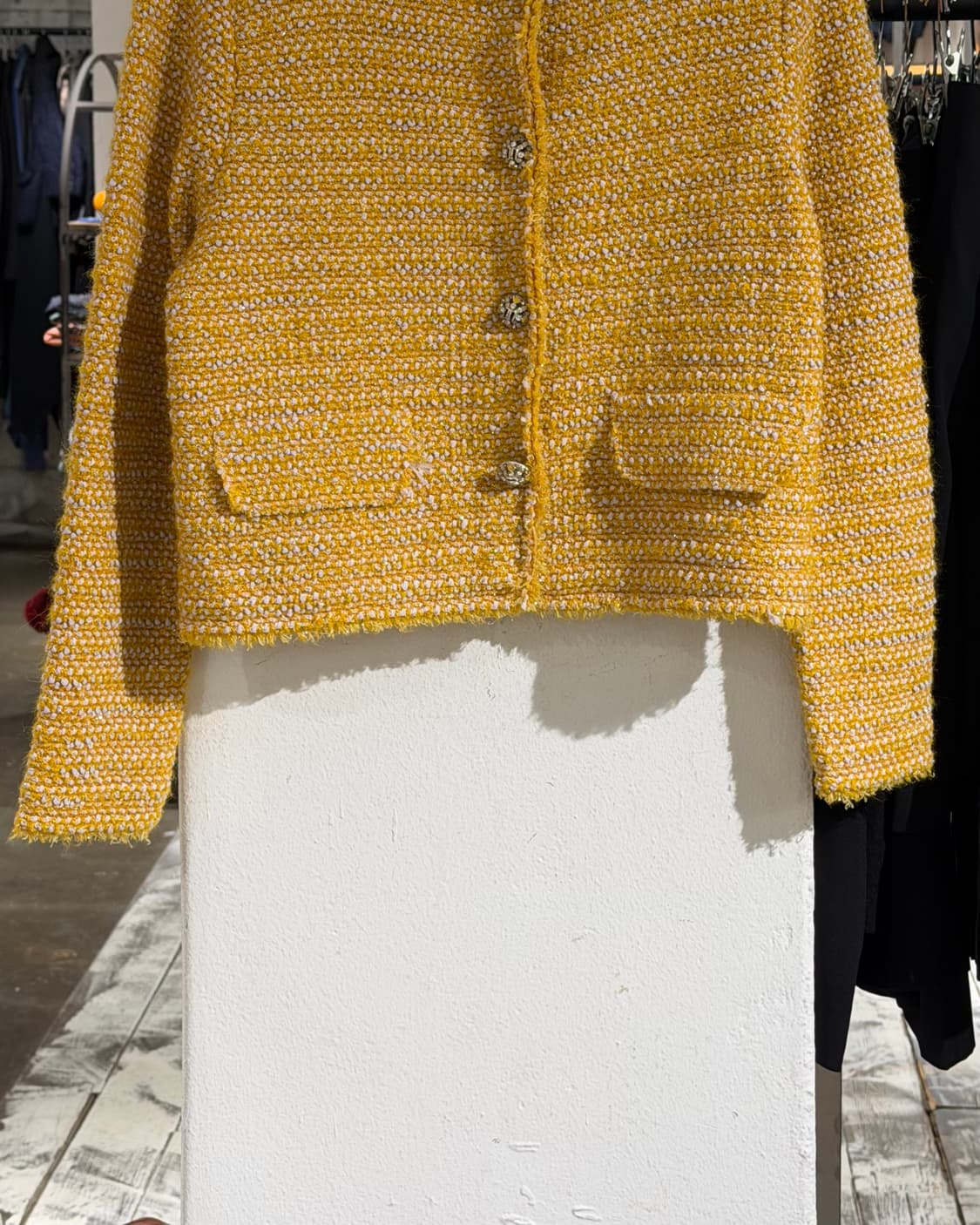 마인 옐로우 트위드 스냅버튼 자켓  상품이미지5