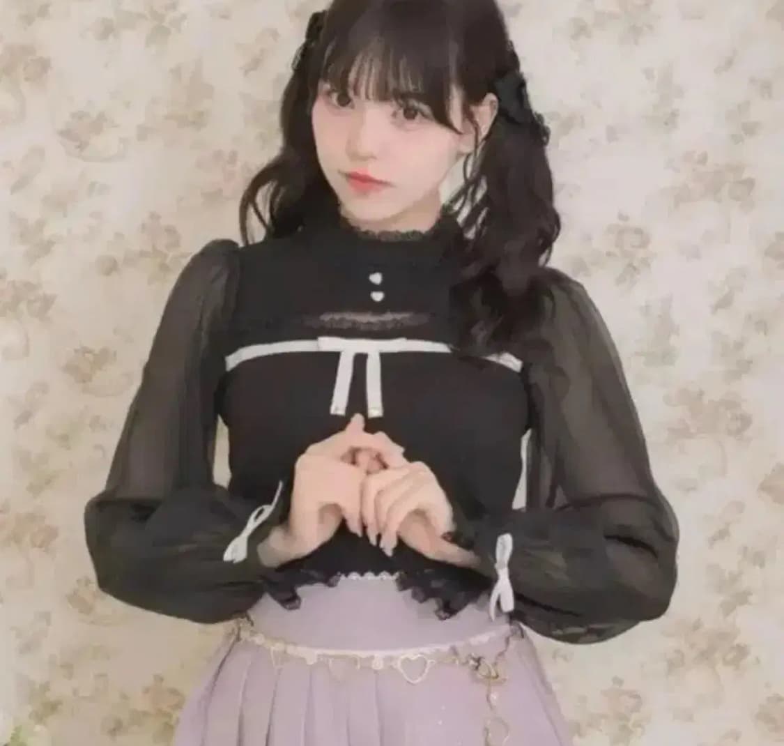 로지타 블라우스 니트 시스루 지뢰계 양산형 상품이미지1