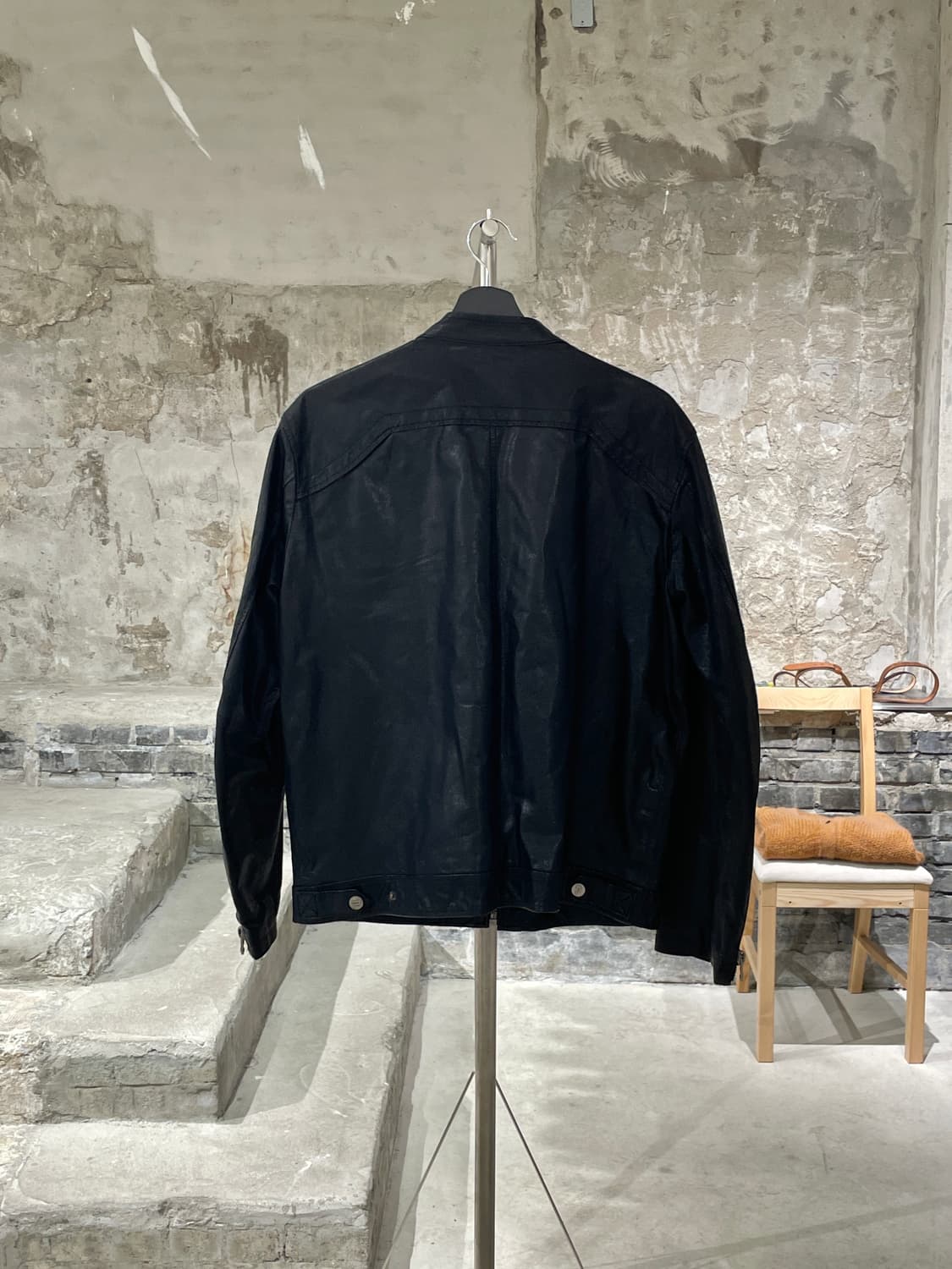 디젤 블랙 유틸리티 글로시 쉽 레더 자켓 상품이미지6