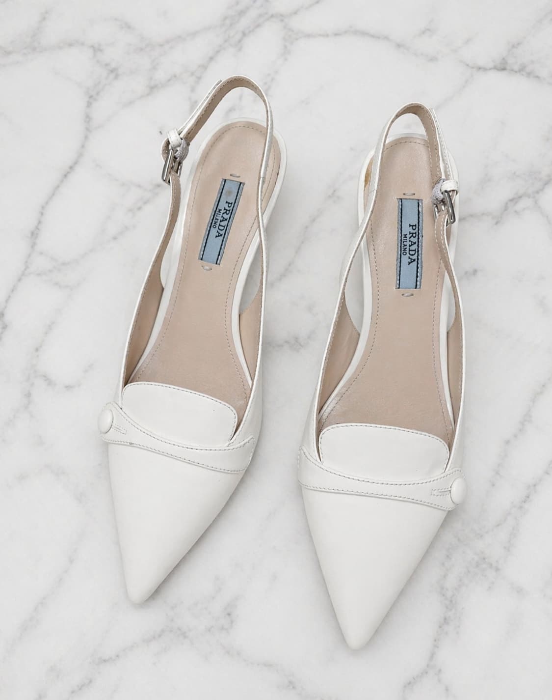 프라다 슬링백 힐 (오프화이트/아이보리) 라인 / 35 (220~225) 상품이미지1