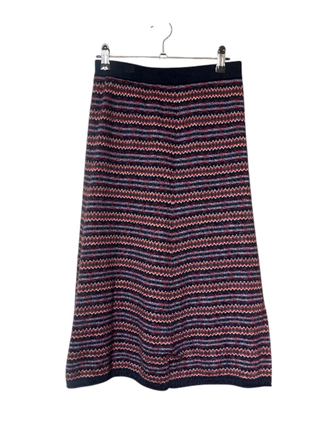 윈터 패턴 미디 니트웨어 스커트 • 휠라 네이비 블루 티 상품이미지2