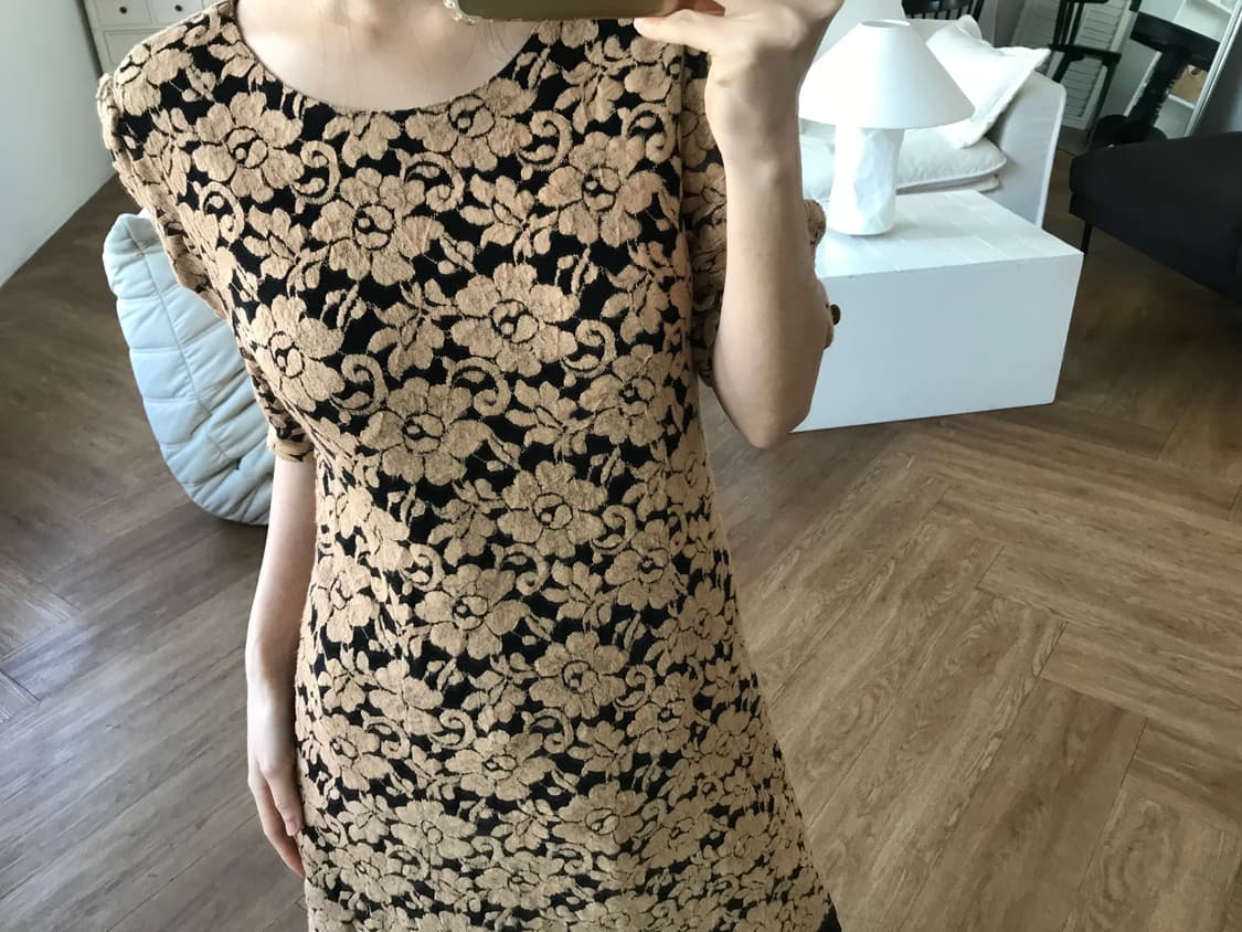 vintage beige pattern one-piece 상품이미지5