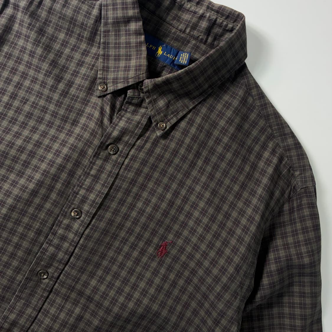 Polo  폴로 랄프로렌 자수 코튼 브라운 체크 셔츠  상품이미지2