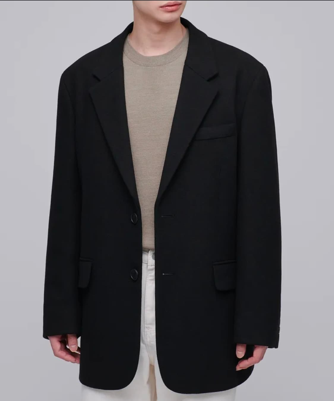 [1회 착용] 무탠다드 울 블렌드 멜톤 대디 숄더 오버사이즈 블레이저 상품이미지1