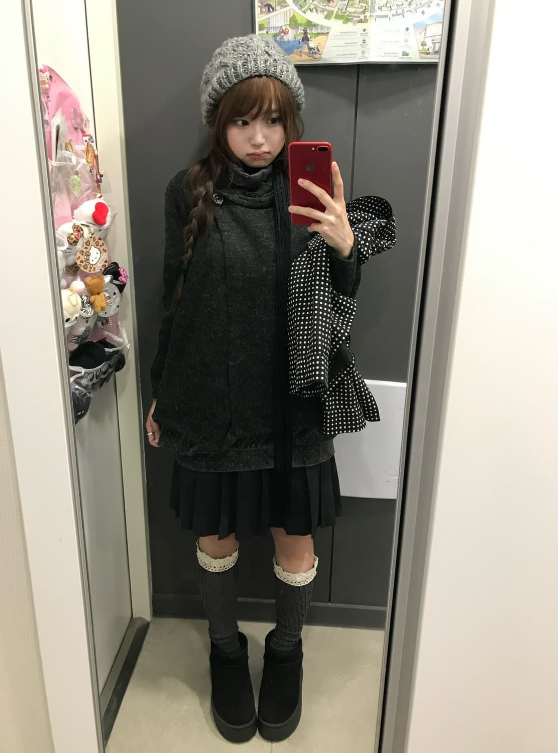 무채색 데일리 니혼진 도트 코트 코디세트 상품이미지3