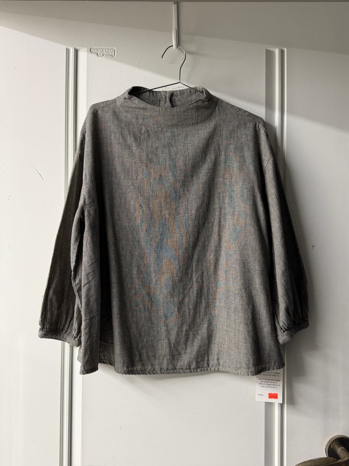 일본빈티지 그레이체크 버튼 블라우스 상품이미지5