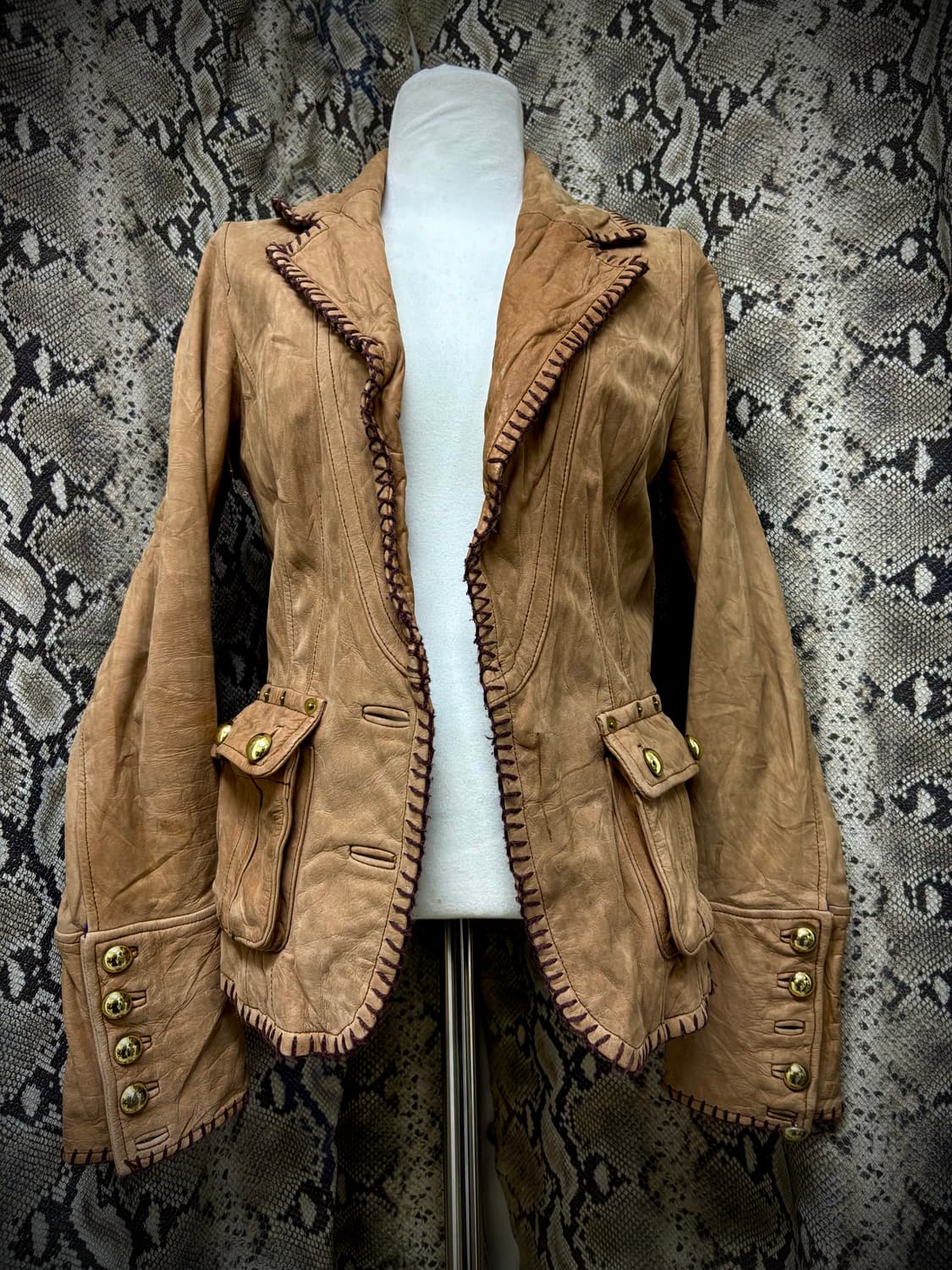 00’s Pinterest Western Cow Leather Gold  상품이미지1