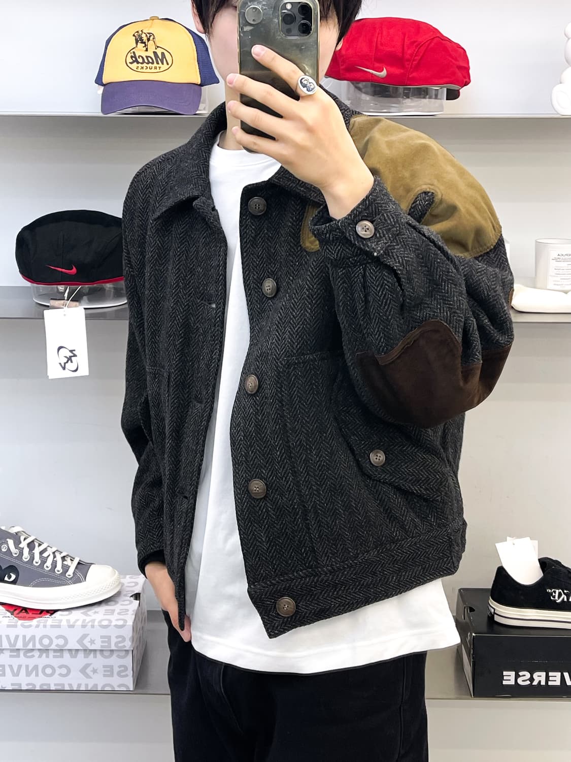 Oaks By 잔프랑코 페레 90s 이태리 스웨이드 레더 울 자켓 상품이미지3