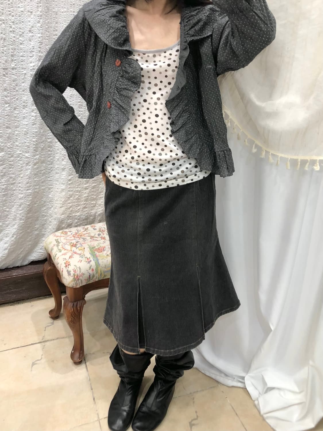 Dot ruffle summer jacket 상품이미지5