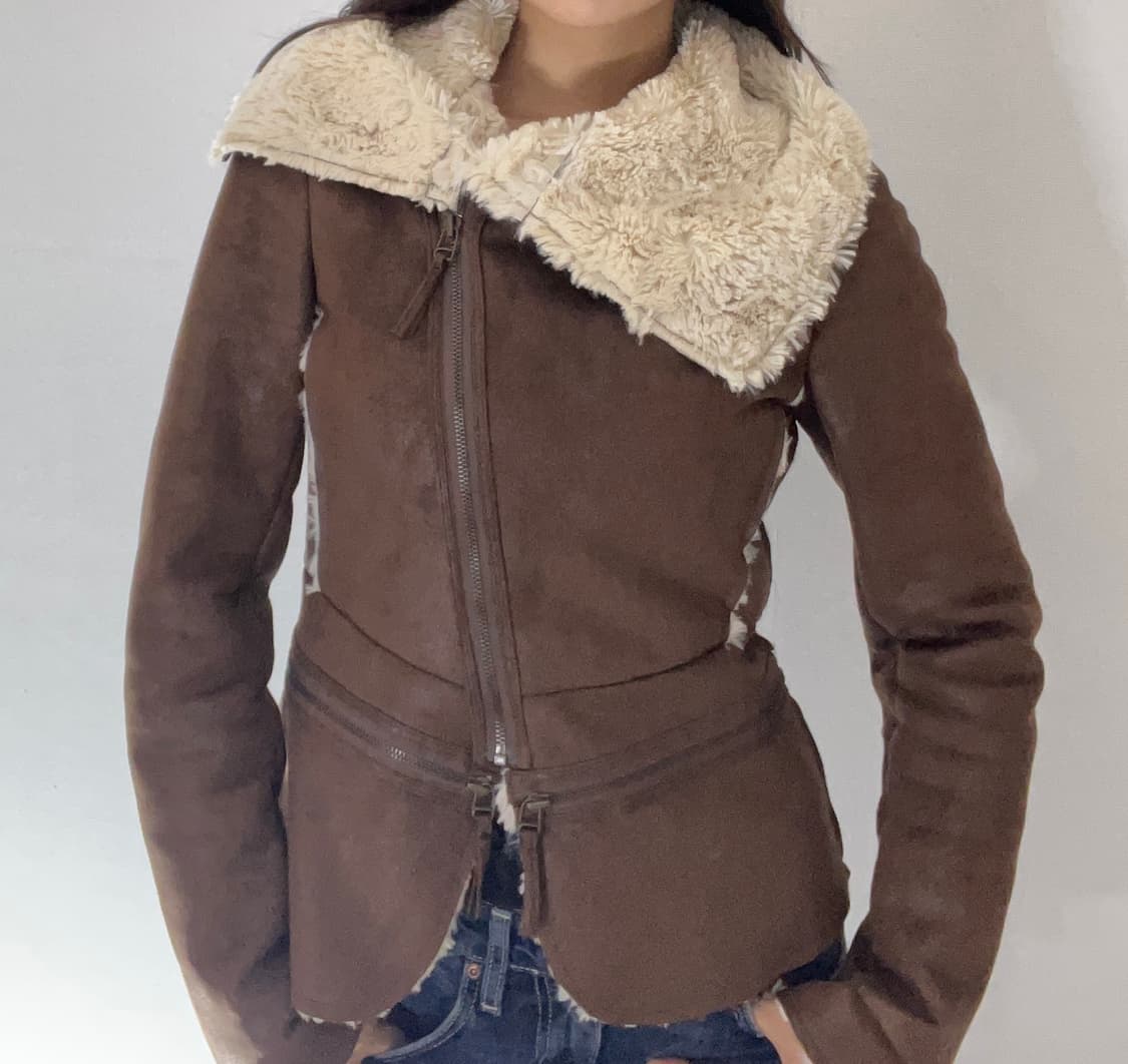 브라운 무스탕 자켓 상품이미지1