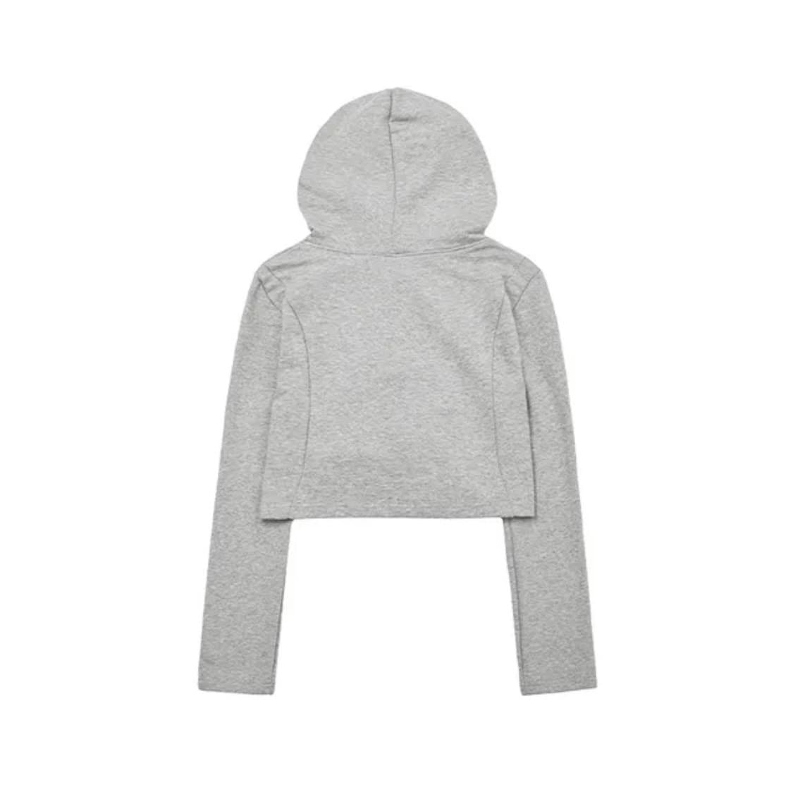 [슬릭글로우] 스몰 로고 사이드 버튼 셔링 후드 탑[그레이] 상품이미지3