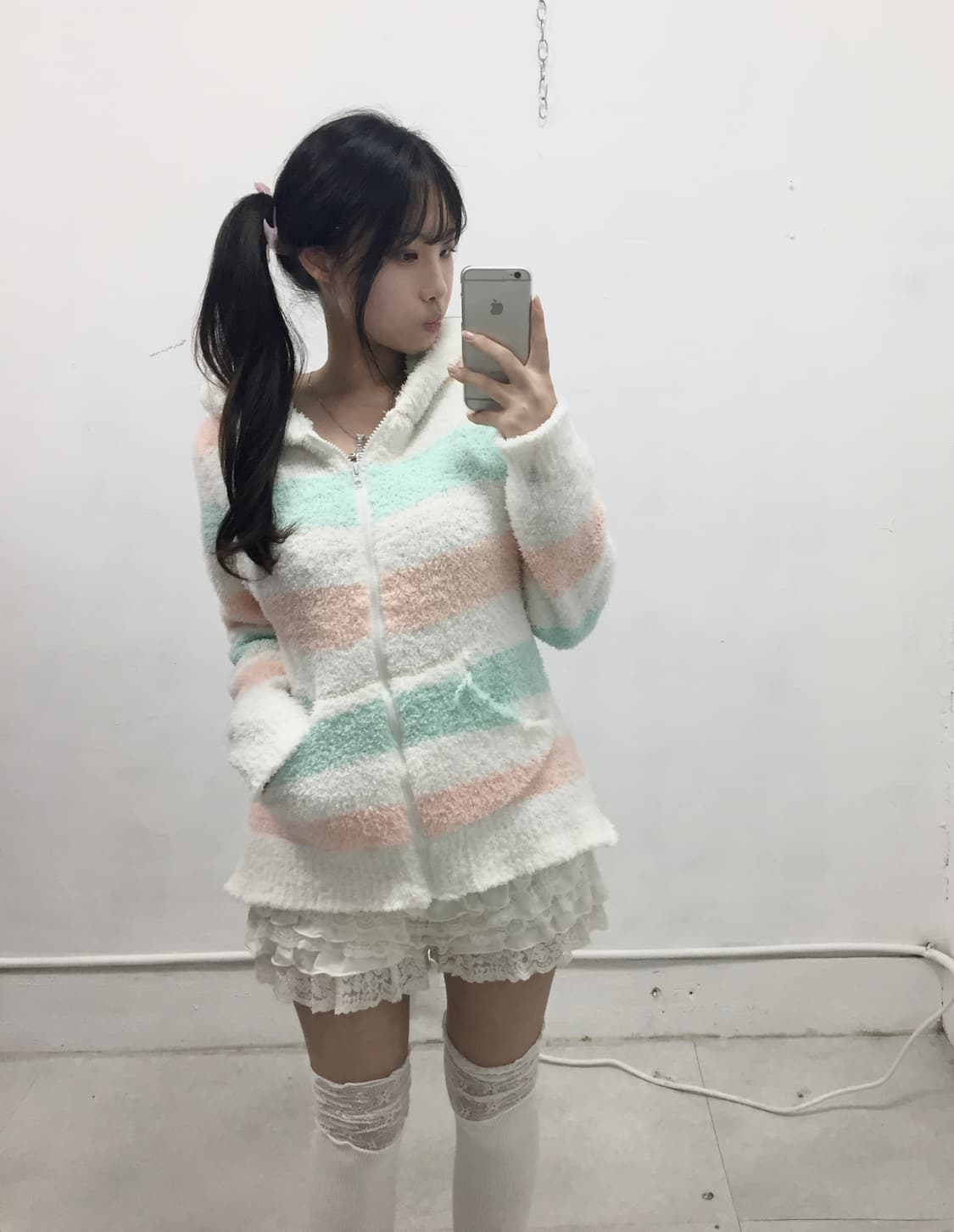 [JPN] 솜사탕 핑크 민트 폭닥 후드집업 상품이미지1