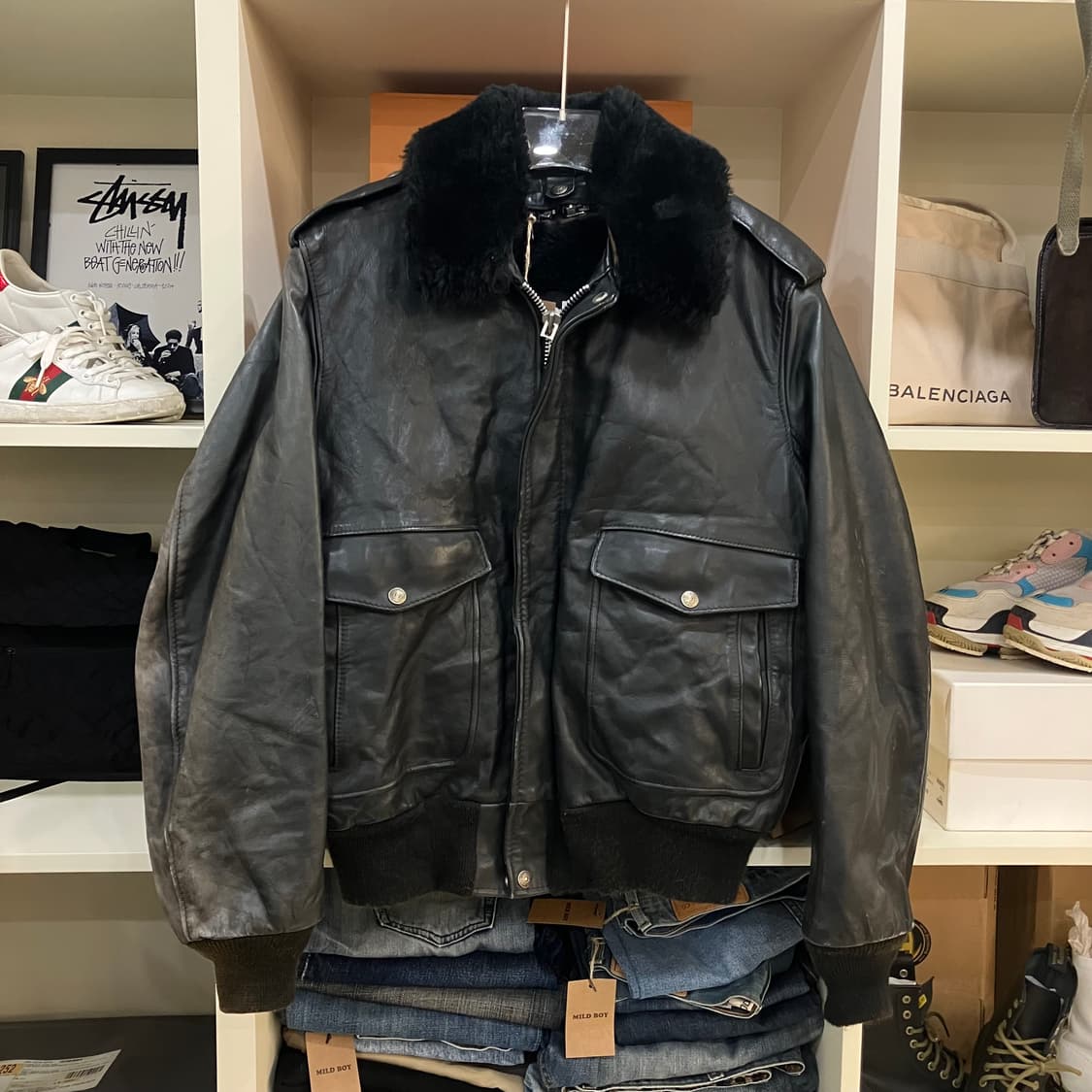 Schott 쇼트 g-1 블랙 항공 레더 무스탕자켓 40 상품이미지1