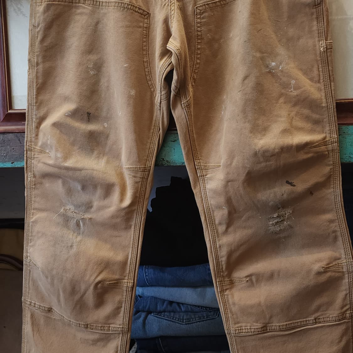 칼하트 워크팬츠 더블니 브라운 유틸리티 팬츠 페인팅 34x32 상품이미지5