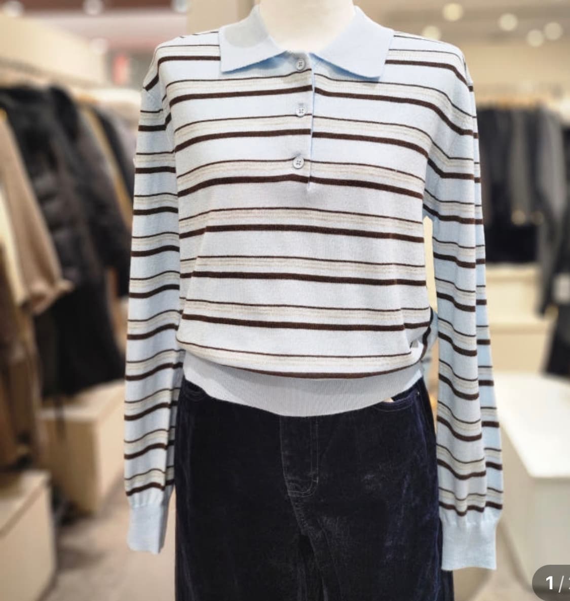 로엠 단가라 스프라이프 카라 스웨터 티 상품이미지6