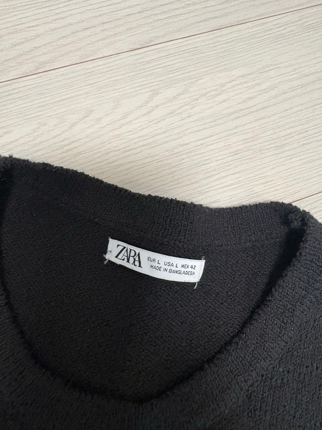 자라 부클 니트 반팔 티셔츠 블랙 L (100-103) 상품이미지2