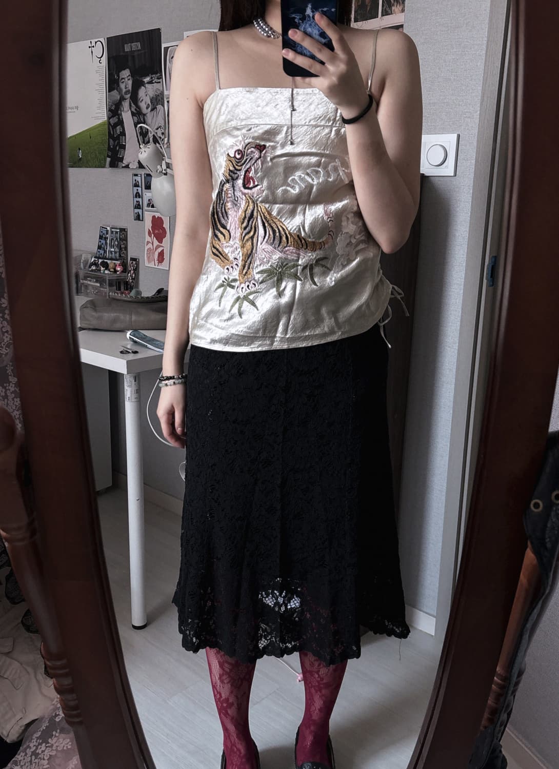 블랙 플로럴 레이스 스커트 상품이미지1