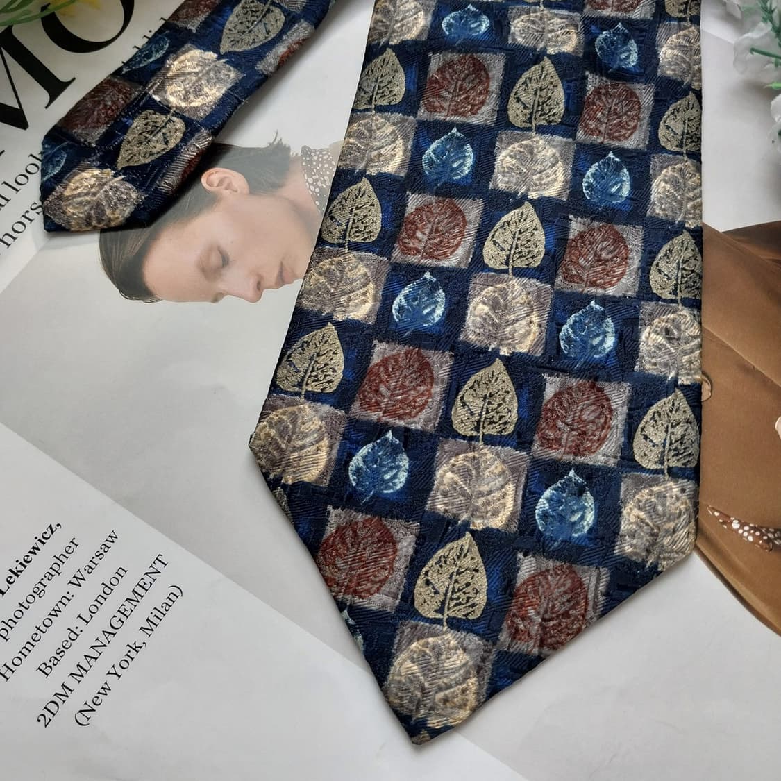 제냐 실크 네이비 리프 패턴 넥타이 10.3cm B등급 K1271
 상품이미지2