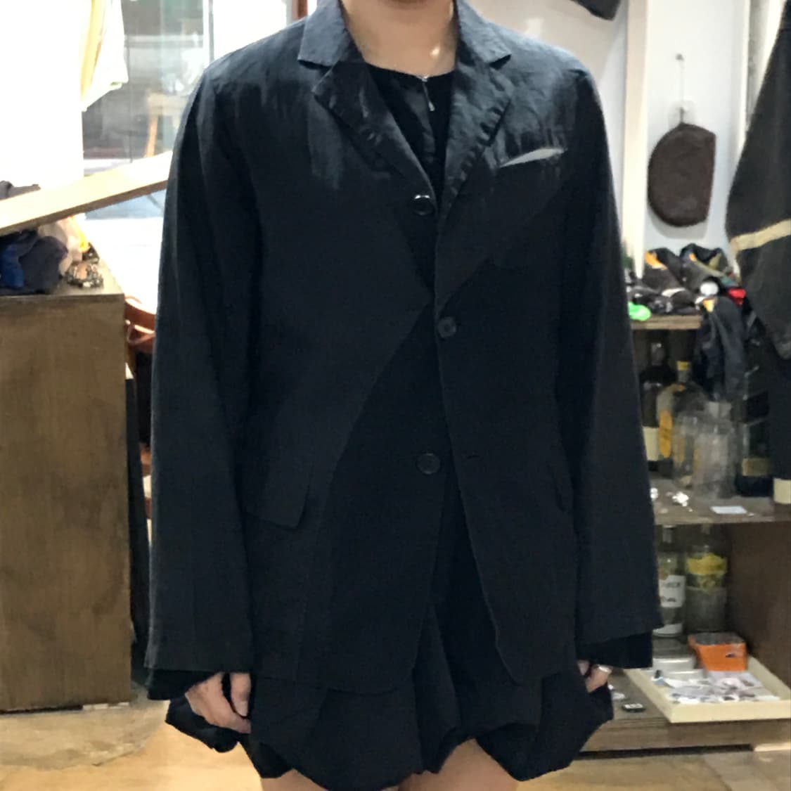 일본 빈티지 에이징 블랙 3버튼 블레이저 자켓 여성 55 66 상품이미지8