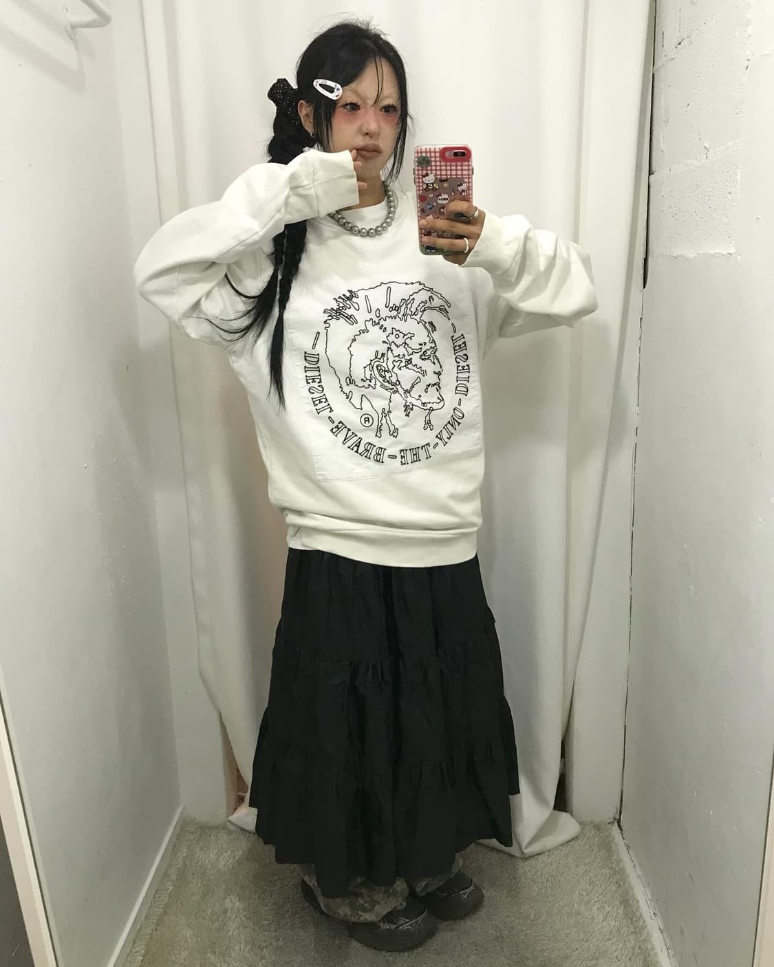 Diesel Logo White Hoodie 상품이미지1