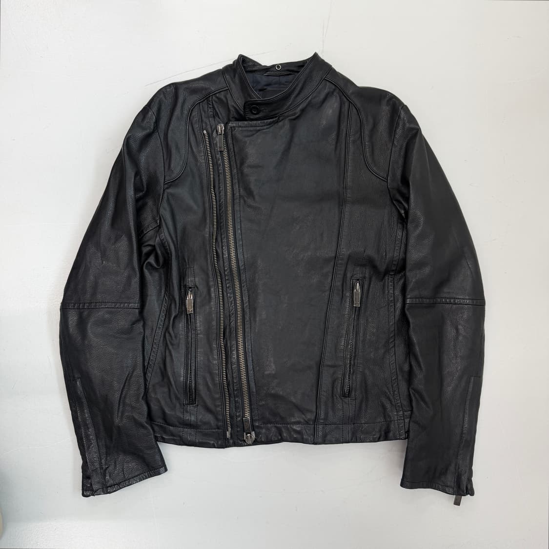 아르마니 리얼레더 염소가죽 사선 라이더 릭오웬스맛 가죽자켓 상품이미지2