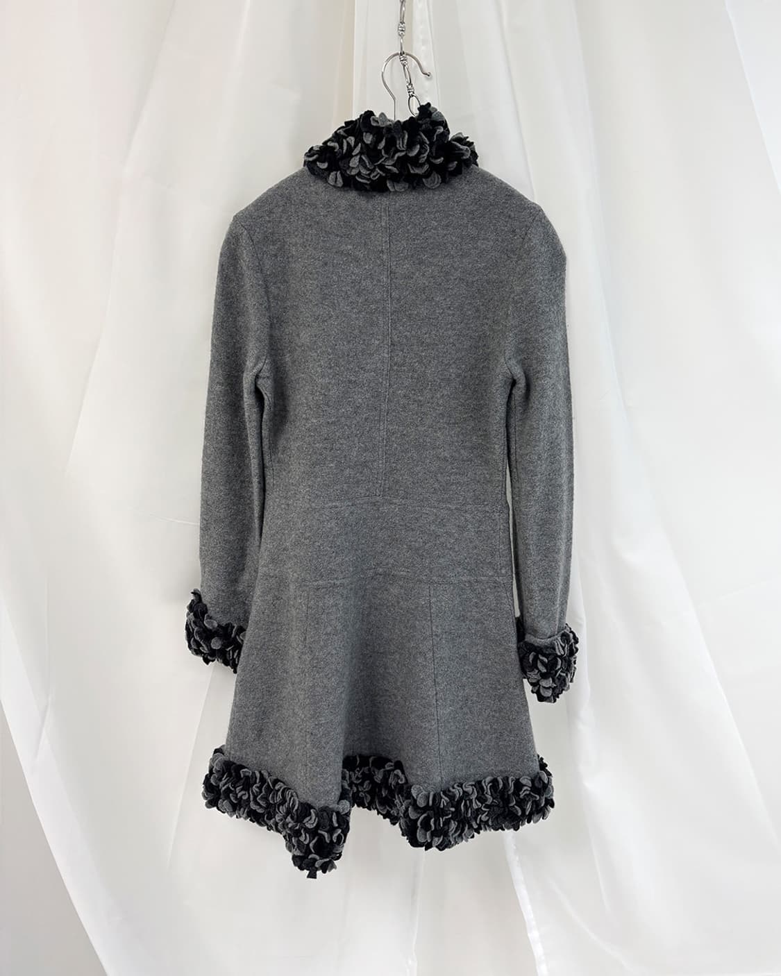 EMPORIO ARMANI 모노 페탈 텍스처 울 집업 코트 상품이미지2