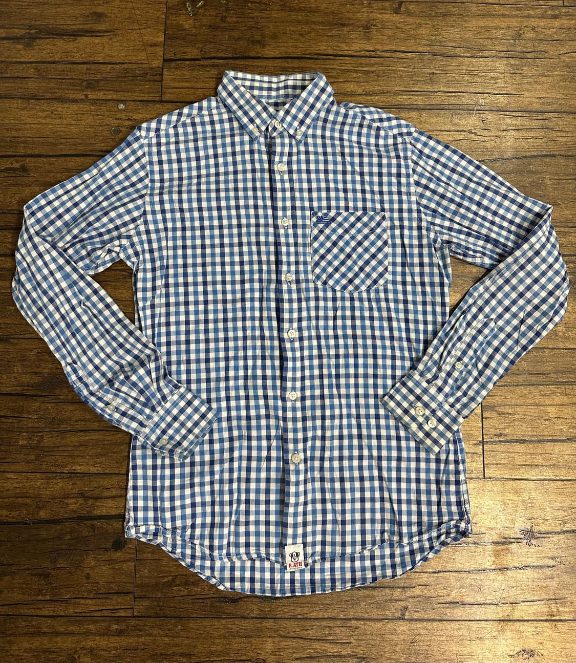 R.ATHLETIC JEANS CO 블루 깅엄 체크 셔츠 M 상품이미지1