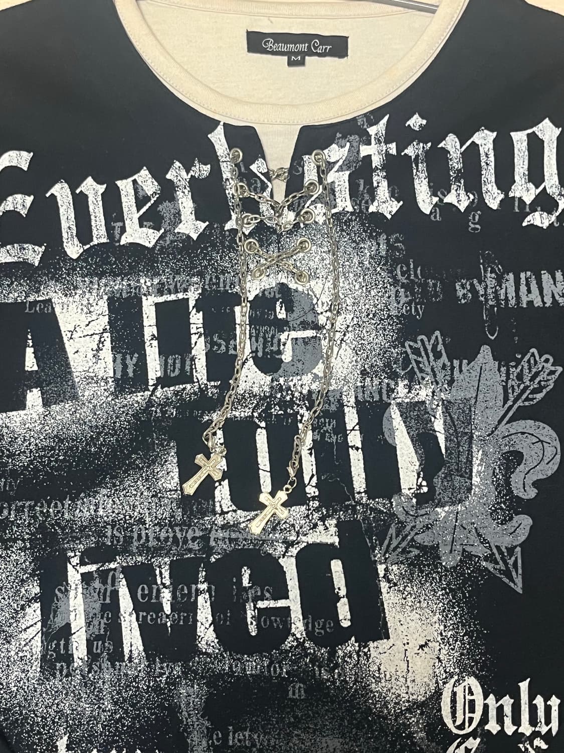 Eilet Corset Cross Charm Detail Punk Lon 상품이미지2