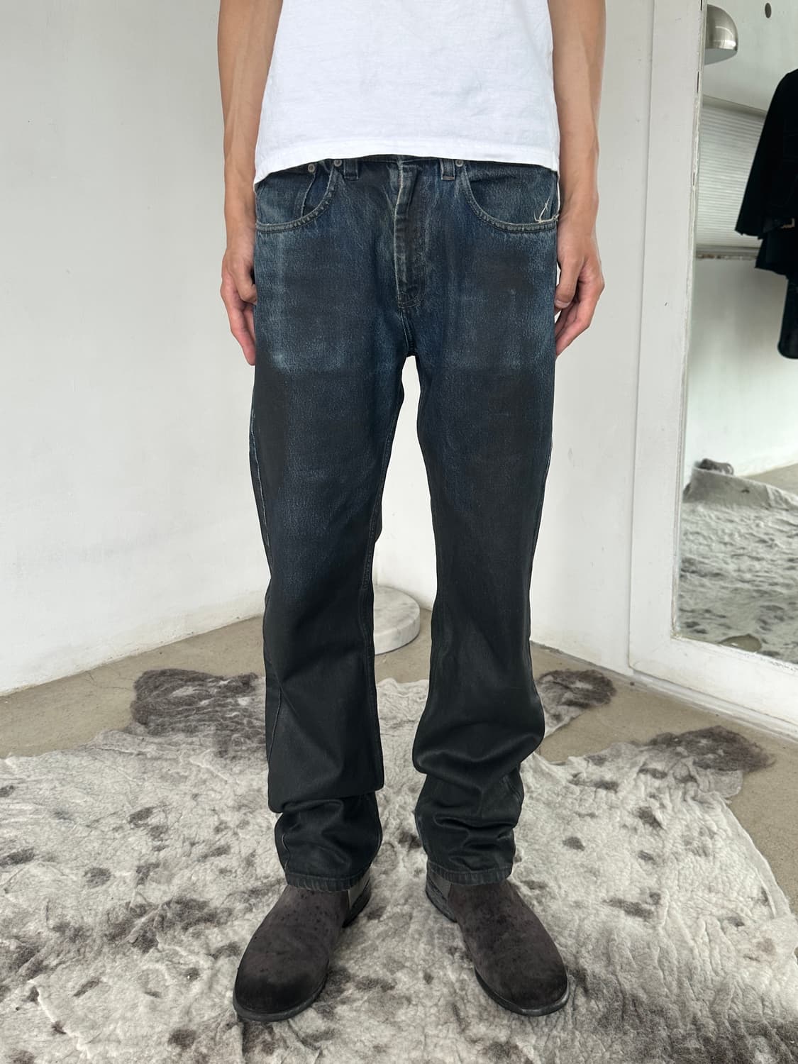 나마체코 왁스 코팅 데님 팬츠 상품이미지3