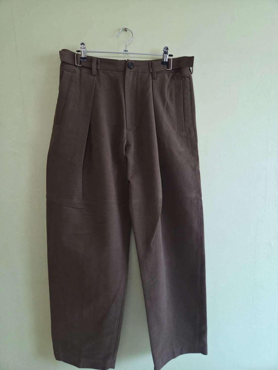 [L] 애프터프레이 크로스 핀턱 팬츠 브라운 상품이미지5