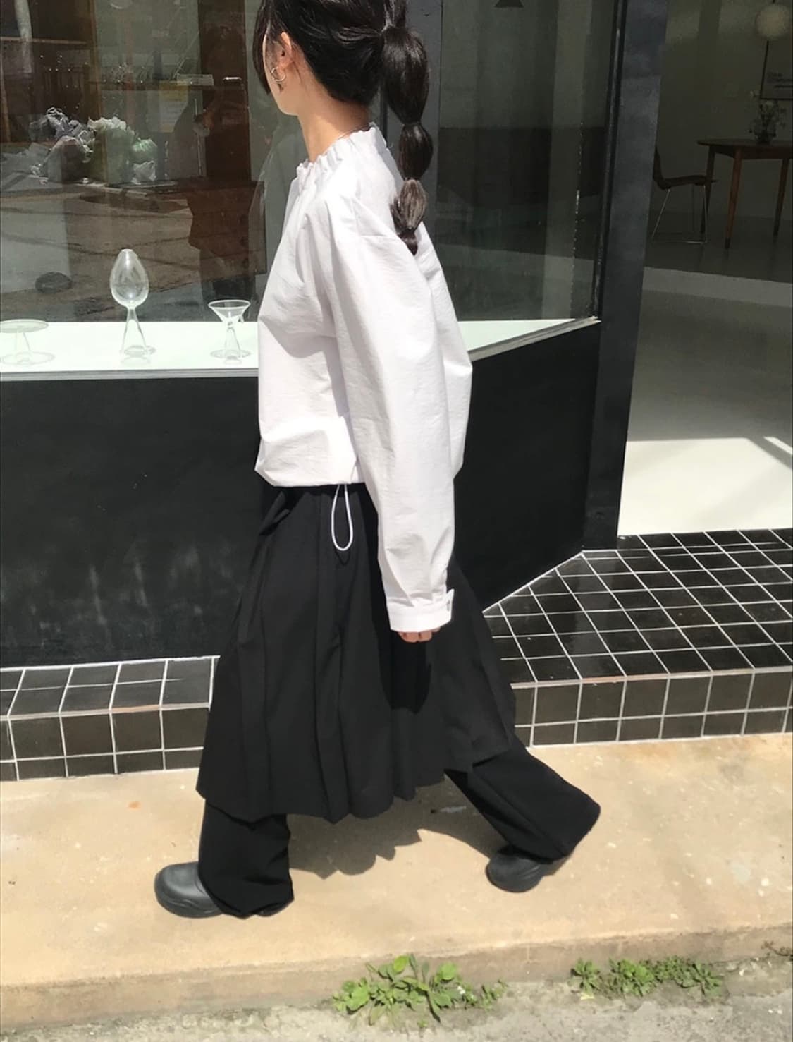 미닝아웃 펄슨 스트링 코튼 블라우스 상품이미지1