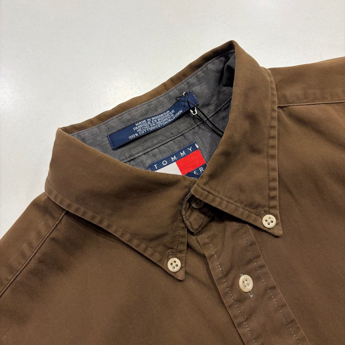 [M] 타미힐피거 월계수 빈티지 브라운 코튼 셔츠 C406 상품이미지5