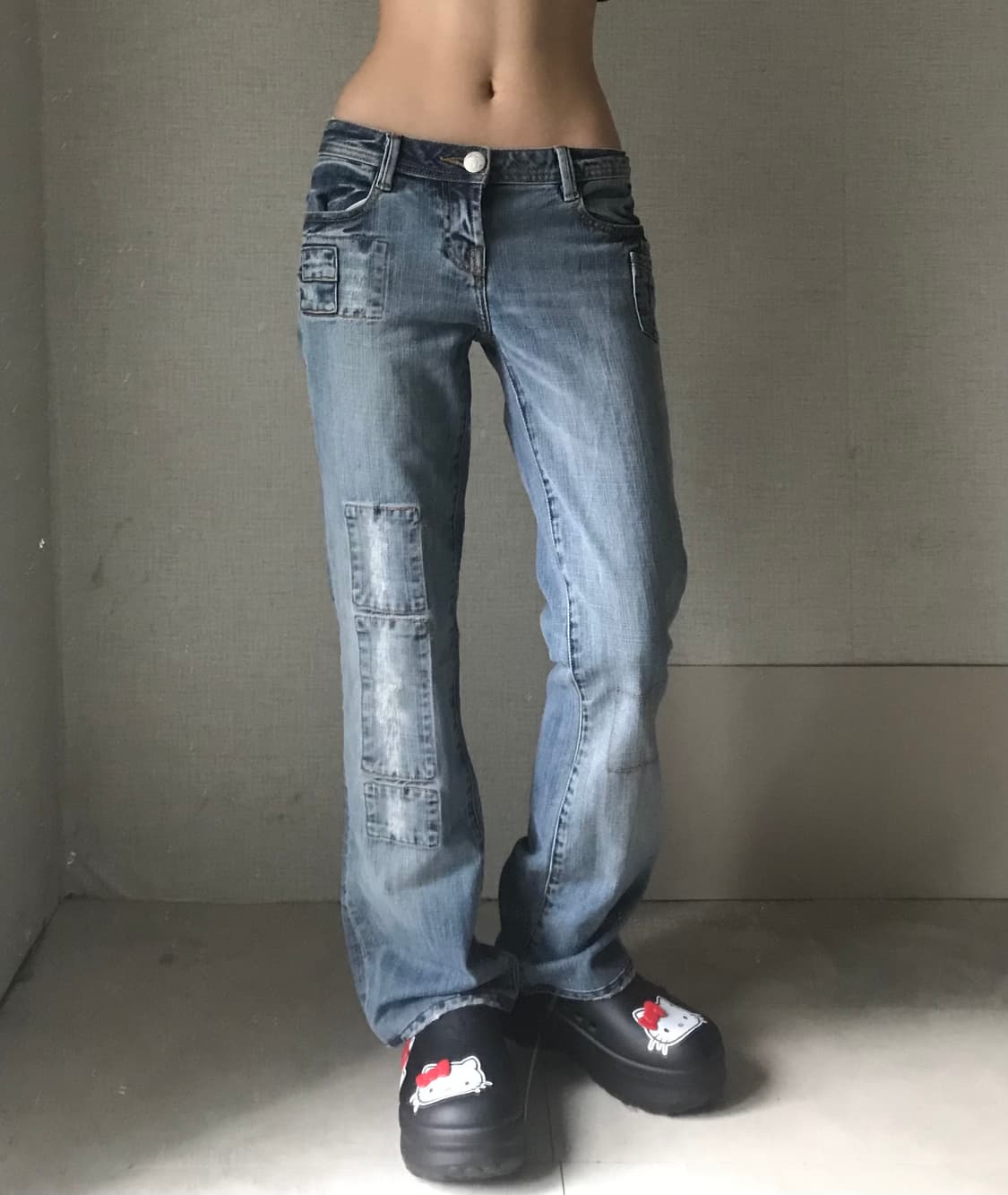 빈티지 패치워크디테일 부츠컷 데님팬츠 상품이미지2