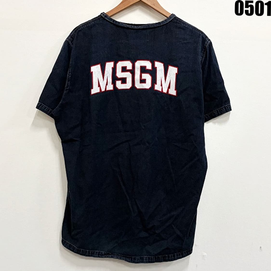 MSGM 밀라노 데님 반팔 티셔츠 백로고 48 0501 상품이미지7