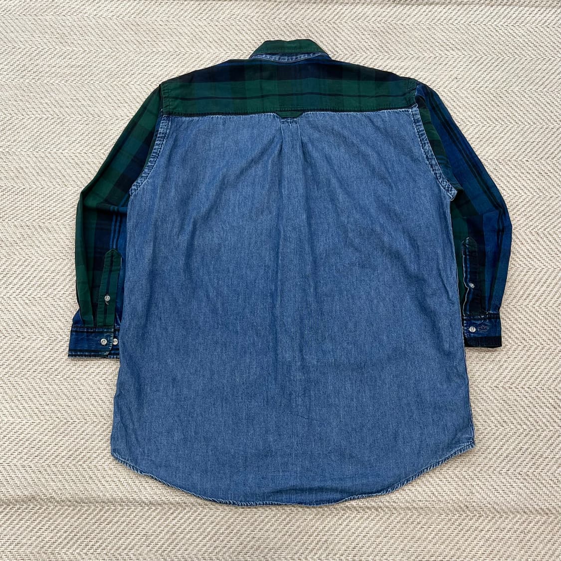 캐나디안 아웃도어 체크 배색 데님 셔츠 r3350 상품이미지2