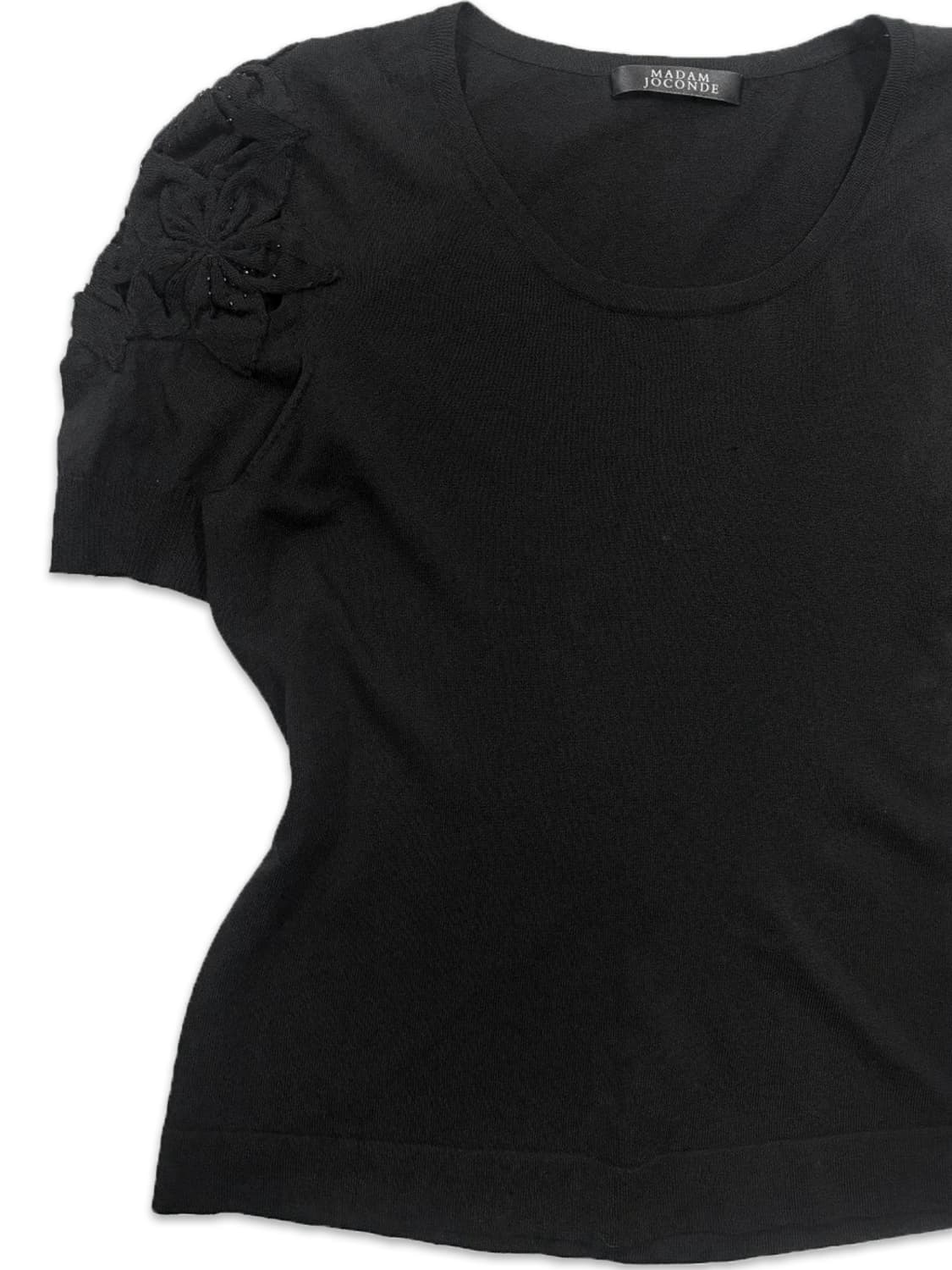 빈티지 madam joconde 블랙 플라워 반팔 니트 상품이미지2