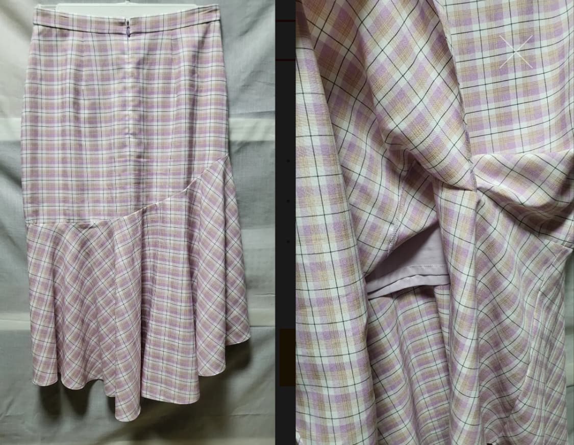 듀엘 언발 머메이드 핑크 체크 미디 스커트
 상품이미지3