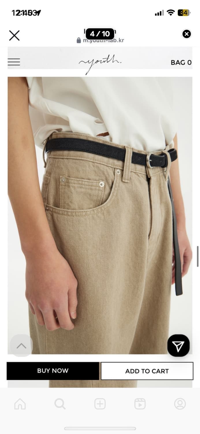 새제품/M) 유스 youth 와이드 데님 팬츠 샌드베이지 상품이미지4