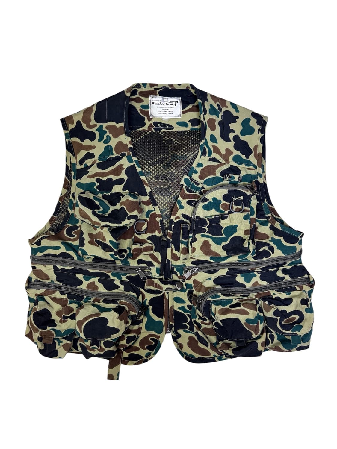 빈티지 90s 카모플라쥬 멀티포켓 피싱 베스트 조끼 OS 상품이미지1