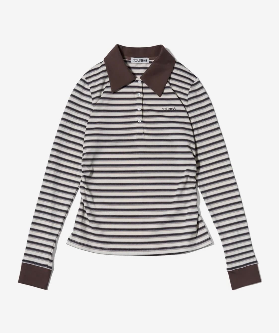 계좌) STRIPE LONG SLEEVE PK T-SHIRTS BROWN 상품이미지1