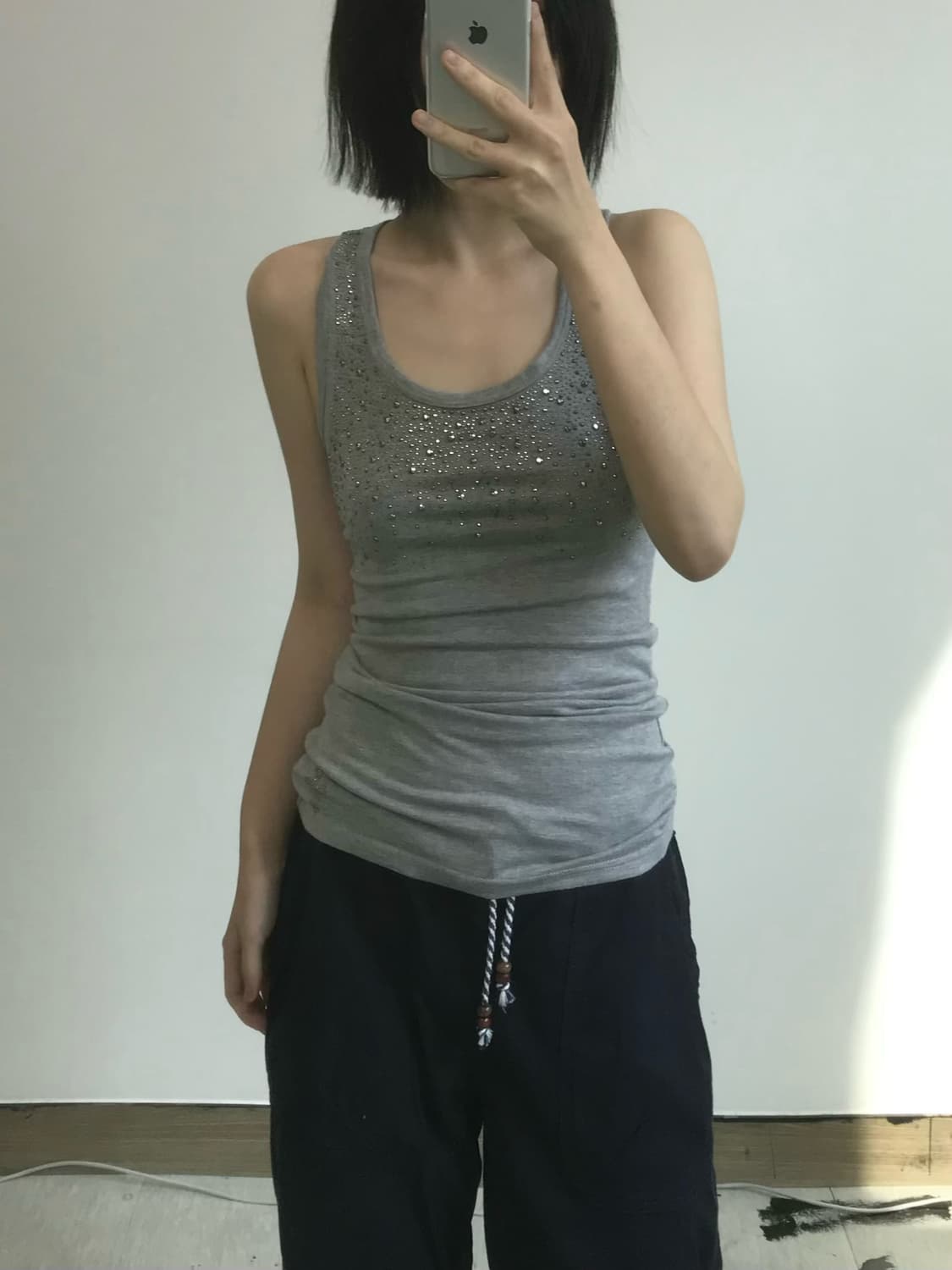 빈티지 스컬 비즈 나시 상품이미지1