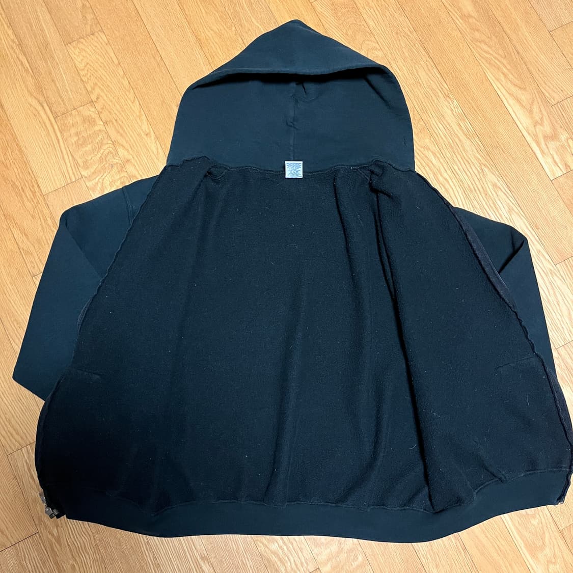 [L] 90s 빈티지 러셀 후드집업 블랙 상품이미지4