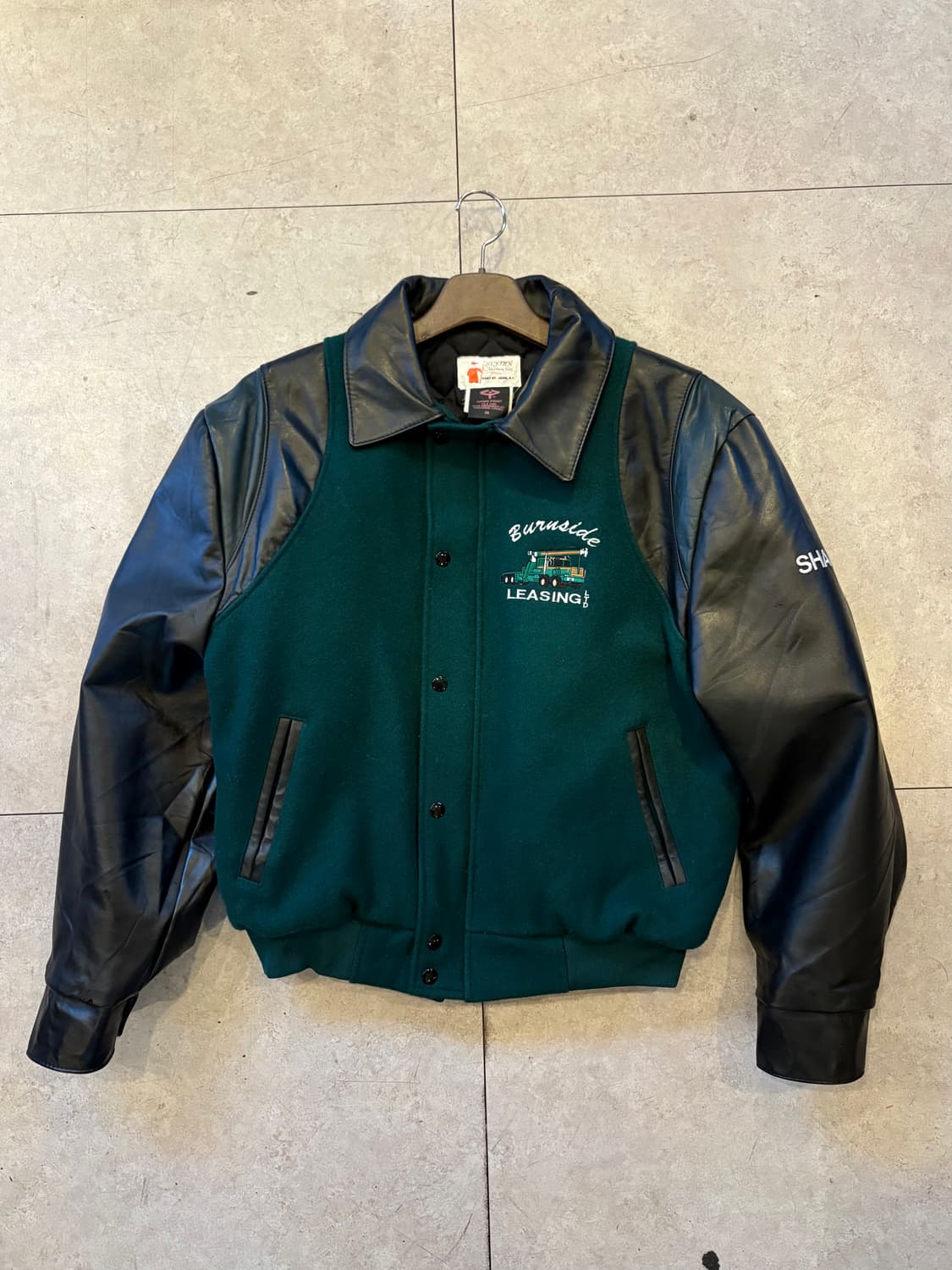 울 가죽 바시티 자켓 상품이미지1