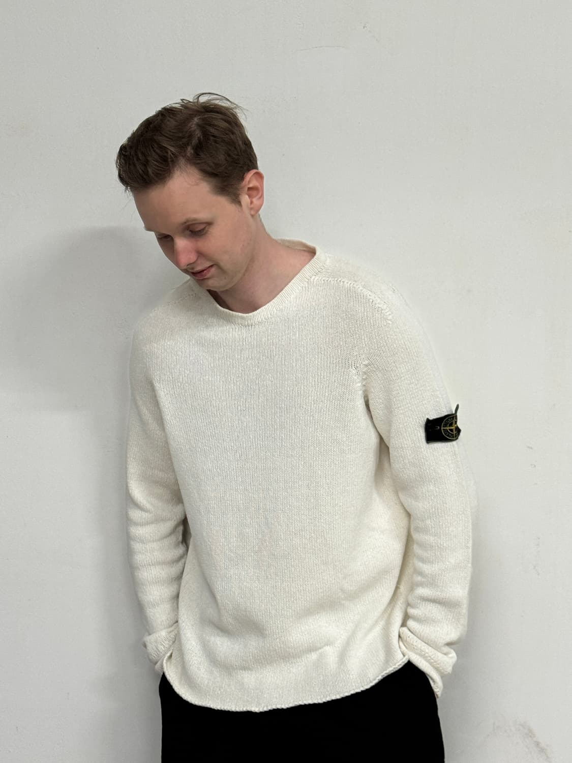 90s 스톤 아일랜드 그린 엣지 화이트 니트 상품이미지2