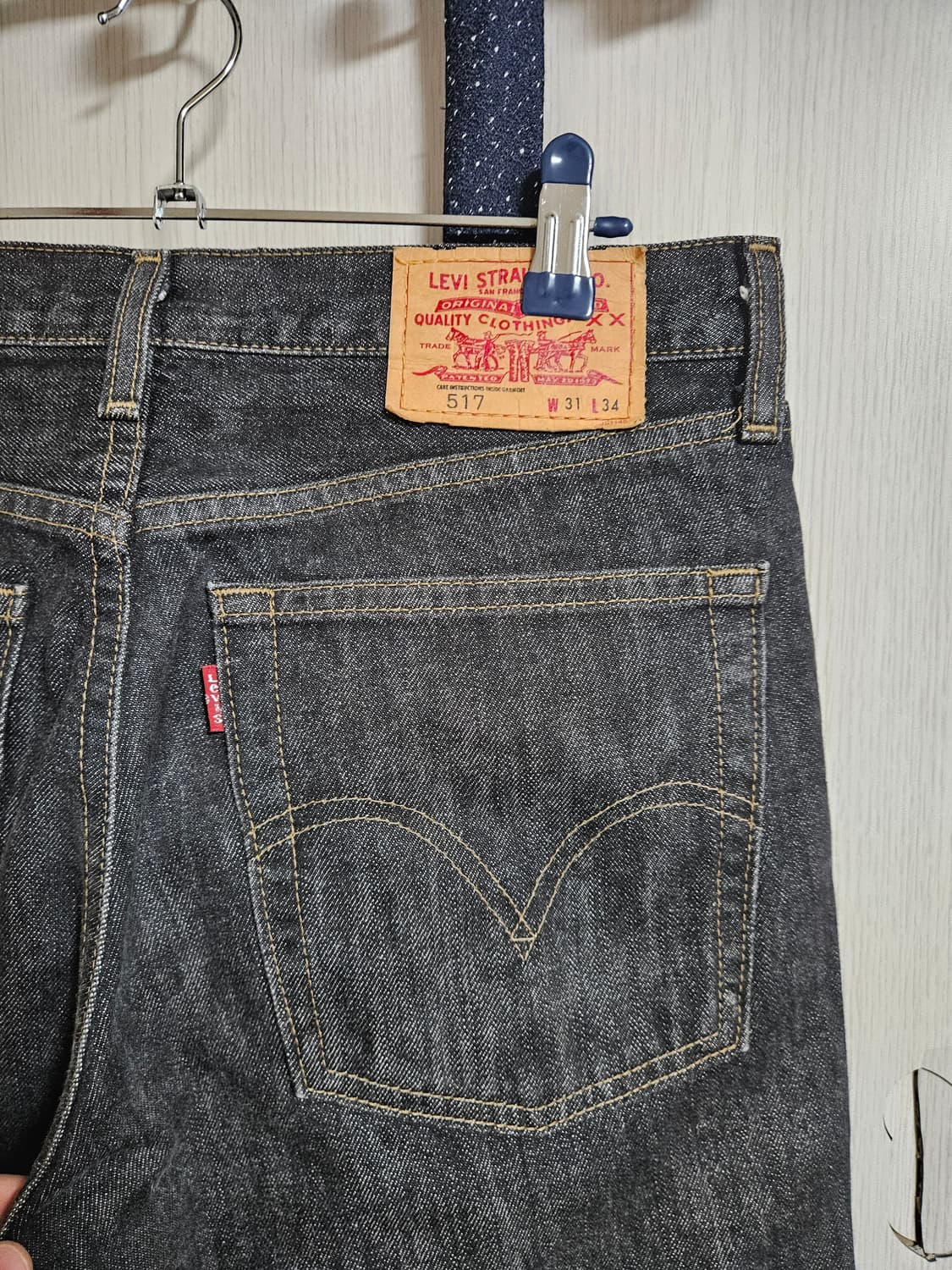 Jp 00s levis 517 31x34 리바이스 부츠컷 흑청 리지드 상품이미지3
