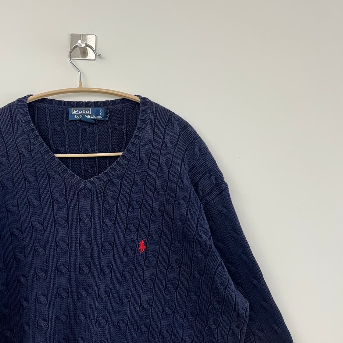 폴로 랄프로렌 네이비 브이넥 케이블 니트 상품이미지4