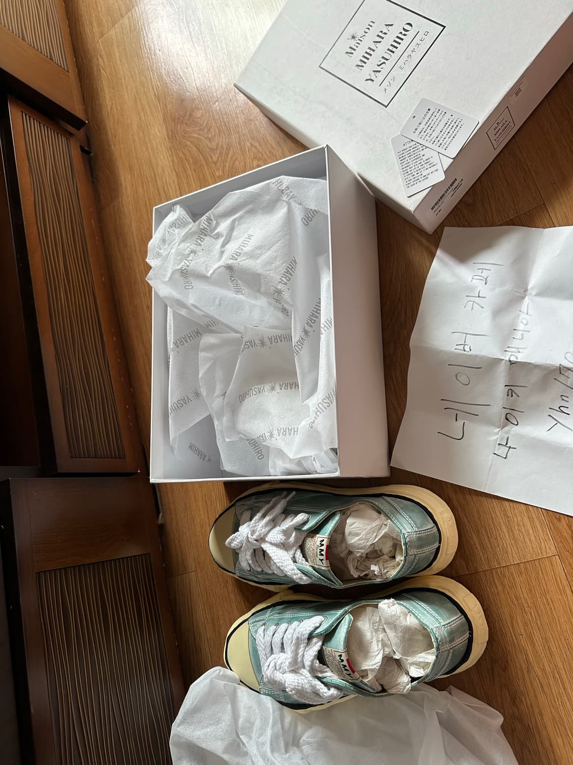 [43] 미하라 야스히로 피터슨 OG 솔 파라핀 레더 다크 그린 상품이미지6