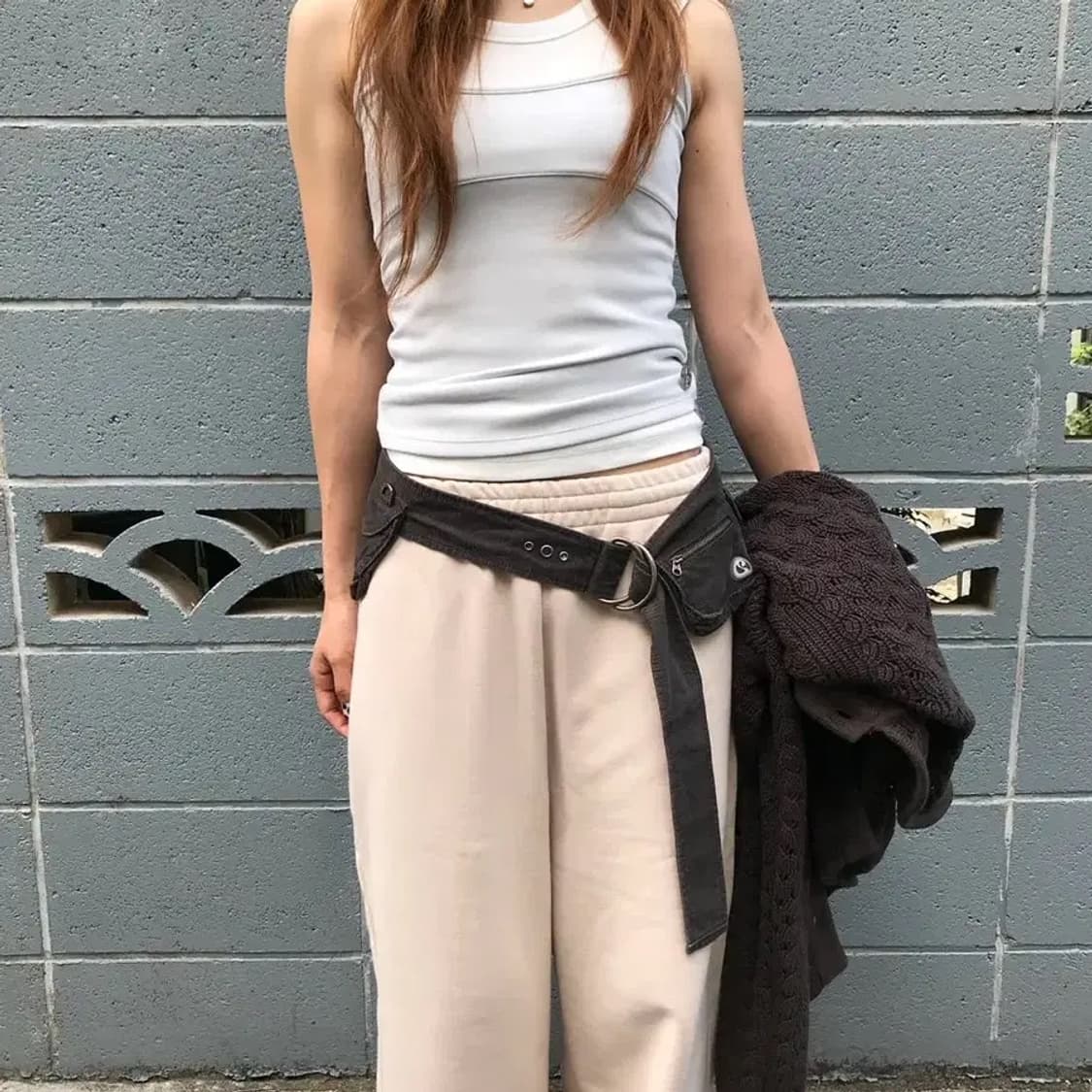 coyseio 코이세이오038 스웻 팬츠 라이트 베이지 조거 바지 상품이미지1